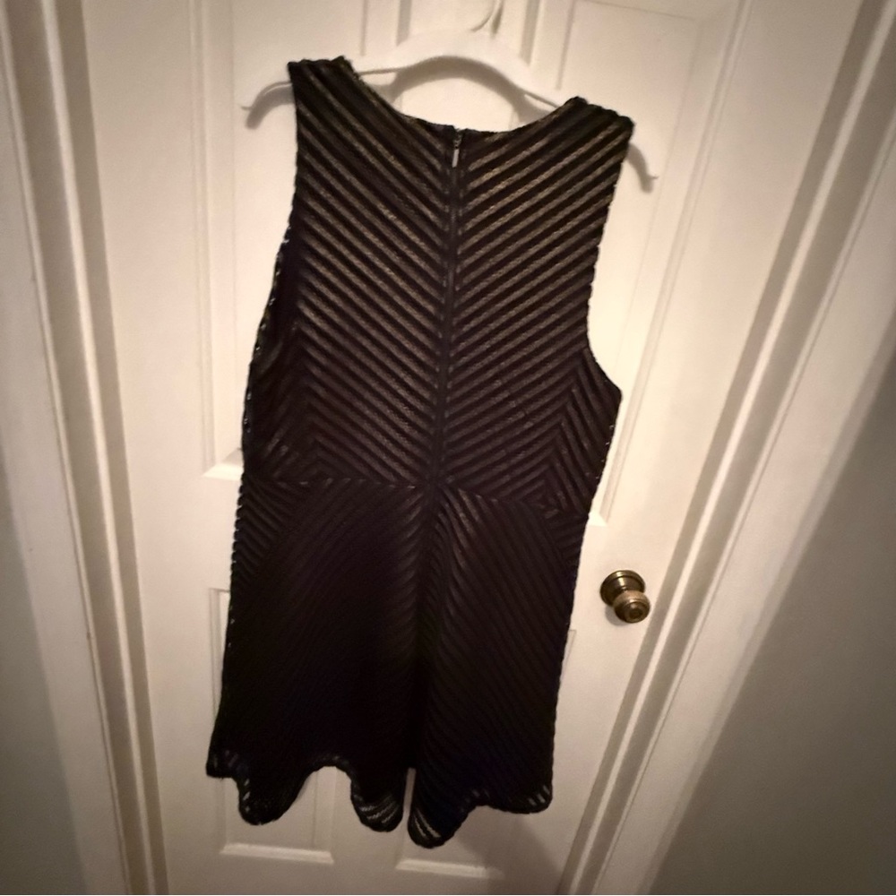 Mossimo XXL Black & Gold Shimmer Fit & Flare Dress V-Neck Chevron Party Cocktail - Picture 5 of 6